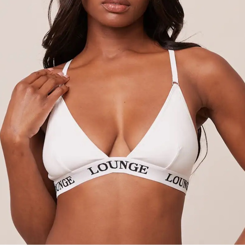 Lounge Bamboo Triangle Bras Set Black & White - Picture 3 of 6